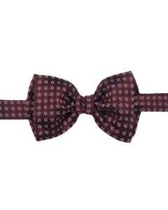 Burgundy knotted bow tie with micro pattern, 100% silk_0