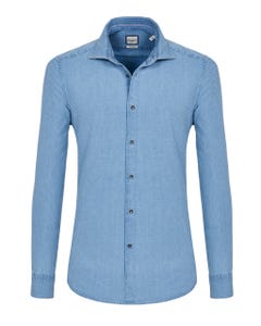 Camicia trendy blu denim, slim francese_0