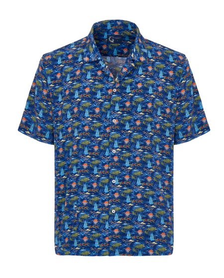 Camicia trendy bowling blu stampata_0