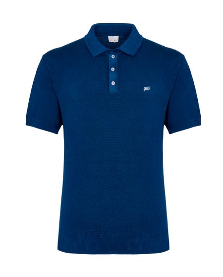 Polo luxury in maglia blu_0