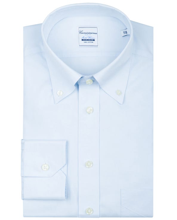 Camicia non iron azzurra, con taschino, slim warsaw button down